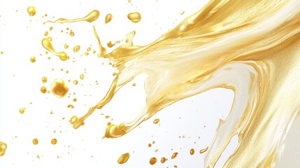 Poster - Dynamic liquid gold splash abstract art high-definition bright environment aerial view captivating visual concept