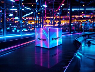 Aufkleber - Modern logistics technology showcased in a vibrant, futuristic setting.