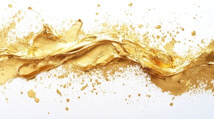 Poster - Dynamic flow of golden liquid abstract art digital creation vibrant colors close-up view luxury concept for marketing