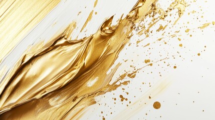 Poster - Dynamic splash of gold paint creative studio abstract art bright environment close-up viewpoint visual impact for artists