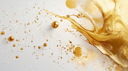 Poster - Dynamic gold liquid splash abstract art studio high contrast artistic concept