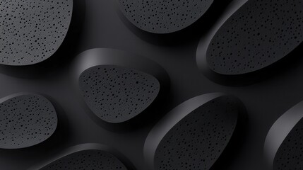 Aufkleber - sleek black background with abstract, minimal shapes scattered across.