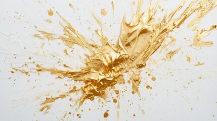 Poster - Dynamic gold paint splash action studio setting abstract art creative environment close-up perspective visual impact