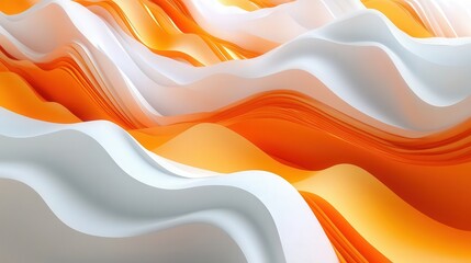 Aufkleber - stunning 3D background featuring smooth orange and white waves that flow across the screen in a gentle, rhythmic pattern.