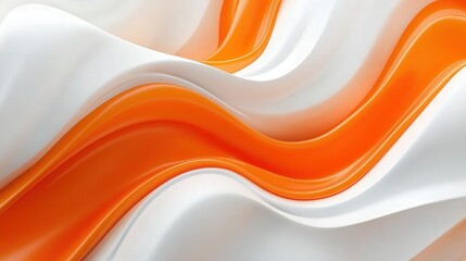 Aufkleber - stunning 3D background featuring smooth orange and white waves that flow across the screen in a gentle, rhythmic pattern.