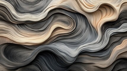 Poster - stunning abstract wallpaper with wavy oil paint textures. The smooth, flowing lines of the paint create a sense of movement and fluidity,