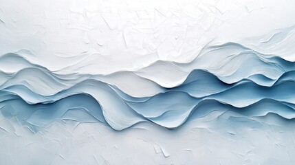 Aufkleber - white textured background as the base for abstract art, where random blue wave lines weave through the space