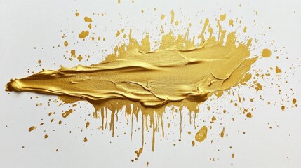 Poster - Golden paint splatter art studio abstract artwork creative space overhead view modern expressionism for impactful decor
