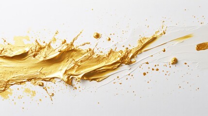 Poster - Dynamic golden paint splash art studio abstract artwork creative environment close-up view visual expression for seo impact