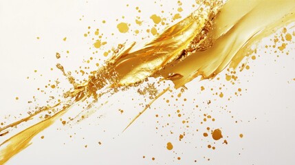 Poster - Dynamic gold liquid splash abstract art studio setting bright environment close-up view creative concept for visual impact