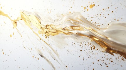 Poster - Dynamic splash of gold liquid abstract art contemporary style studio setting close-up view fluid motion concept
