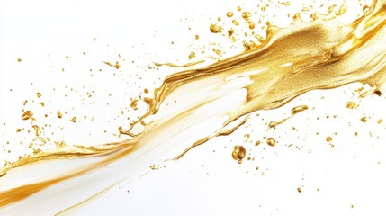 Poster - Dynamic splash of golden liquid studio setting abstract art bright background close-up view conceptual design for visual impact