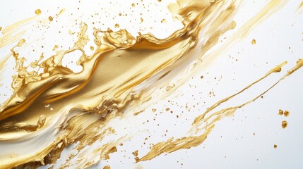 Poster - Dynamic golden liquid splash studio photography abstract art clean background close-up shot vivid visuals for impact