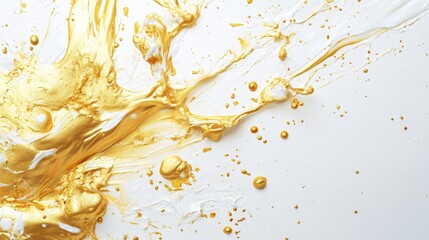 Poster - Dynamic golden paint splash art studio space abstract photography minimalist setting close-up view creative expression