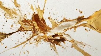 Poster - Dynamic splash of golden liquid art studio abstract photography artistic environment close-up viewpoint creative concept