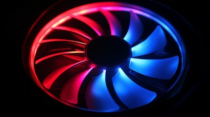 Poster - A close-up of a colorful computer fan with vibrant LED lighting.