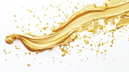 Poster - Golden paint splatter art studio workspace visual artwork creative environment close-up view artistic expression for seo impact