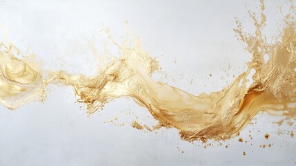 Poster - Dynamic splash of golden liquid studio high-resolution image minimalist background close-up flowing motion concept
