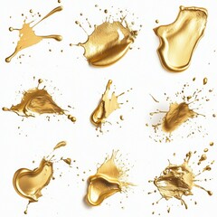 Poster - Dynamic gold splashes and drops artistic studio digital art creative environment close-up perspective fluid motion concept