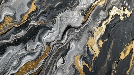 Poster - Picture the close-up of liquid shiny metal, with a captivating mix of gray, gold, and silver tones blending seamlessly together.