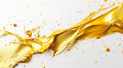 Poster - Dynamic gold liquid splash studio setting visual art abstract composition close-up perspective creativity unleashed
