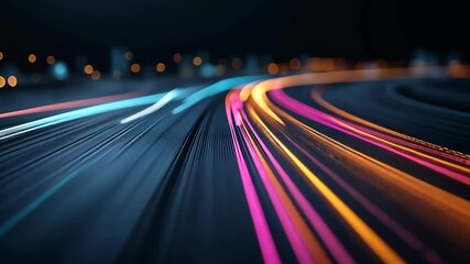 Wall Mural - Abstract Colorful Light Trails Technology Speed Data Flow Network Futuristic Background