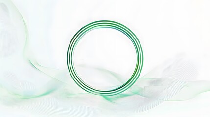 Wall Mural - white background with green circle distorted line