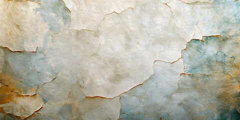 Wall Mural - An abstract close-up of cracked and textured paper with soft, muted colors, evoking a sense of age and natural beauty.