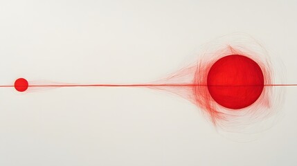 Wall Mural - white background with red circle distorted line 