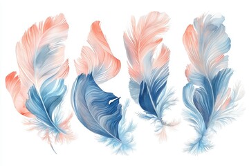 Wall Mural - Beautiful, vibrant feathers in soft pastel colors, showcasing delicate textures and elegant designs for creative inspiration.