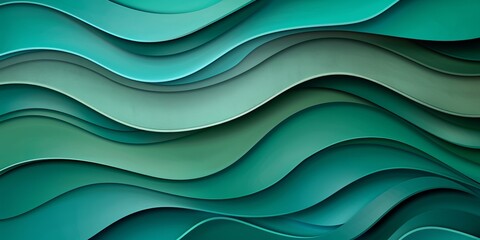 Wall Mural - Abstract textures in varying shades of green create a wave-like pattern, evoking a sense of calm and fluidity.