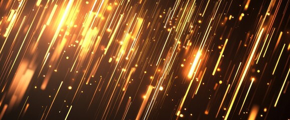 Poster - Abstract golden light streaks falling on dark background.