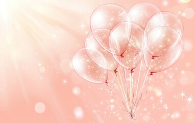 Fototapete - Sparkling pink balloons floating in sunlight.