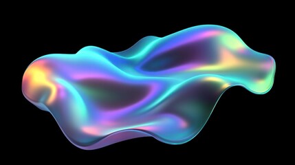 Aufkleber - Abstract Iridescent Liquid Form On Black Background