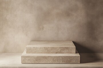 Poster - Two-tiered stone platform against a textured wall.