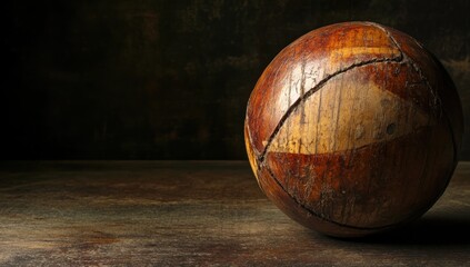 Poster - Vintage wooden ball on rustic surface.