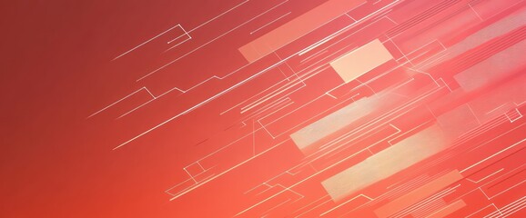 Aufkleber - Abstract red geometric background with diagonal lines and shapes.