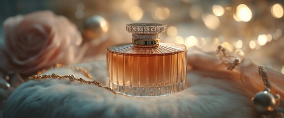 Poster - A luxurious perfume bottle displayed elegantly on a soft surface.