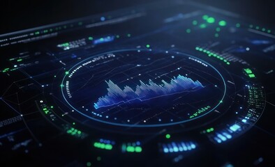 Poster - Close-up of a digital display showing a financial graph with data points and lines.