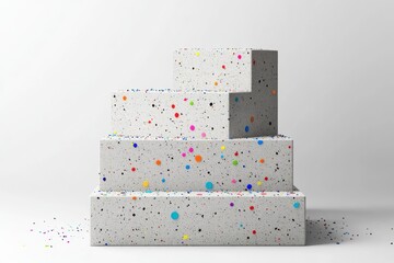 Poster - Abstract colorful speckled cubes on white background.