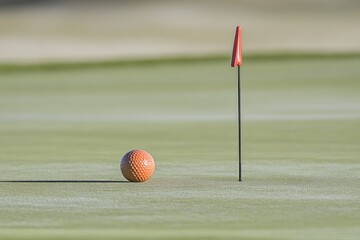 Poster - Golf ball near the hole on a putting green.