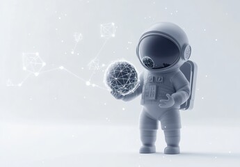 Aufkleber - Astronaut holding glowing network globe.
