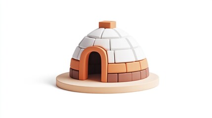Poster - 3D render of a stylized igloo on a white background.
