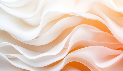 Poster - Elegant abstract waves of white and peach create a soothing flowing pattern