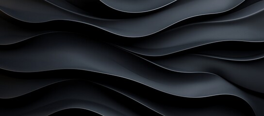 Poster - Abstract black wavy lines creating a seamless pattern, evoking a sense of depth and movement. Perfect for modern design backgrounds and creative projects.