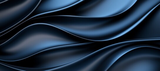Poster - Abstract image of elegant, dark blue, silky waves creating a fluid, dynamic pattern. Perfect for backgrounds, design projects, and modern artistic presentations.