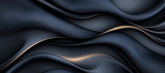 Poster - Abstract dark wavy lines create a smooth, elegant gradient pattern