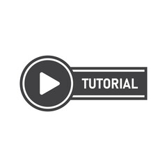 Poster - Play video tutorials icon in flat style. Education software vector illustration on isolated background. Webinar training sign business concept.