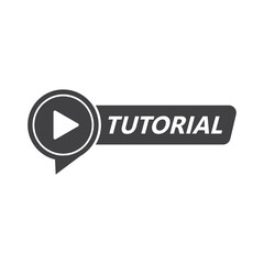 Poster - Play video tutorials icon in flat style. Education software vector illustration on isolated background. Webinar training sign business concept.