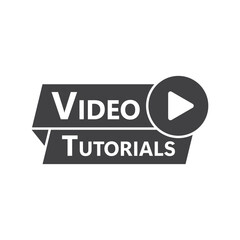 Poster - Play video tutorials icon in flat style. Education software vector illustration on isolated background. Webinar training sign business concept.